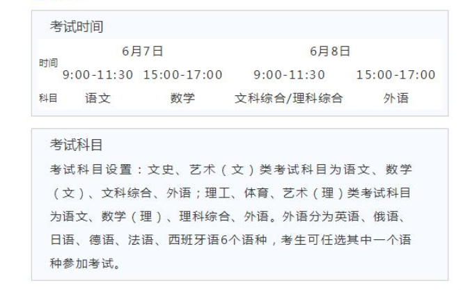 陕西高考时间2021具体时间科目安排 陕西2021年高考考试安排