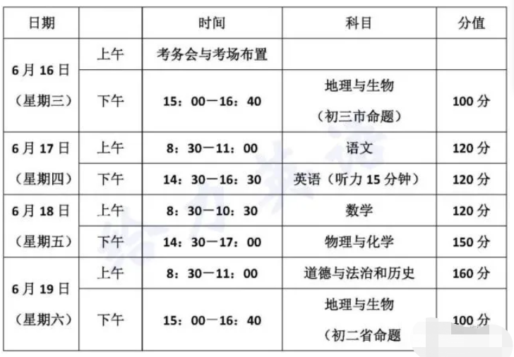 江西中考时间2021具体时间 江西2021年中考考试安排