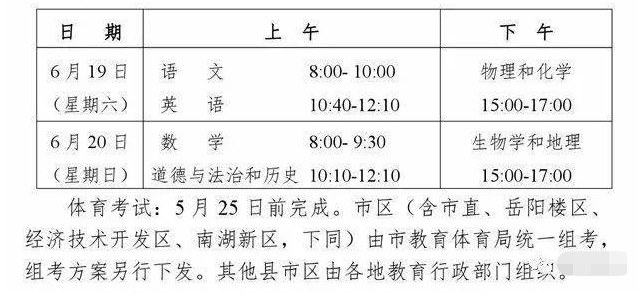 湖南中考时间2021具体时间 湖南2021年中考考试安排