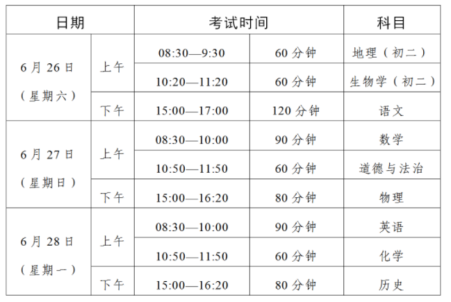 惠州中考时间2021具体时间 2021年惠州中考时间是什么时候