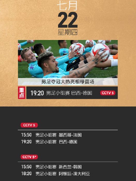 2021东京奥运会7月22日比赛详细赛程 2021东京奥运会7月22日比赛项目